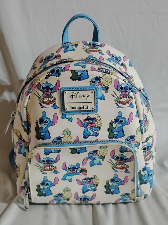 Loungefly Handbags - Loungefly Cream and Blue Stitch Snacktime Pattern Kids Mini Backpack